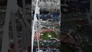 Hurricane Milton shreds roof at Tropicana Field causes intense flooding aerial videos show [upl. by Salis527]