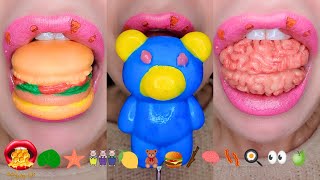 Satisfying ASMR Eatign Emoji Food Challenge Fondant Tanghulu Crispy Bacon Mukbang 먹방 [upl. by Trebor793]