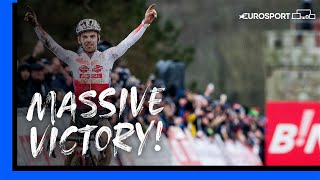 BIG WIN 😍  CycloCross Flamanville World Cup Mens Highlights  Eurosport [upl. by Lalad]