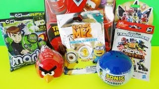 8 Surprises Unboxing Despicable Me 2 Transformers Ben 10 Cars Mighty Beanz Power Rangers [upl. by Fabe65]