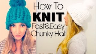 KNITTING TUTORIAL  FAST amp EASY CHUNKY KNIT HAT [upl. by Stets]