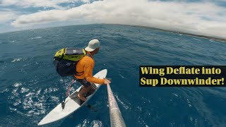 Using a Wing to go up the coast then Deflating to do a Sup Downwinder Run  Code Foils 860R [upl. by Nelyahs]