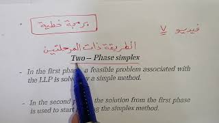 فيديو ٧ Twophase simplex الطريقة ذات المرحلتين [upl. by Mosa]