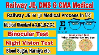 Railway JE DMS CMA medical test kaise hoga  RRB JE DMS CMA medical procedure  Binocular vision [upl. by Varien]