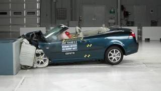 2007 Saab 93 convertible moderate overlap IIHS crash test [upl. by Hourigan]