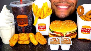 ASMR Burger King Ice Cream Impossible Whopper Chicken Nuggets French Fries Onion Rings Eating [upl. by Huebner379]