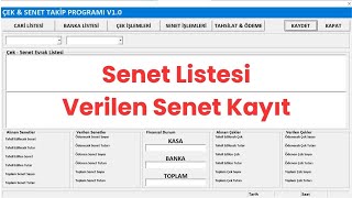 Çek  Senet Takip Programı  Verilen Senet Kayıt [upl. by Nonnahsed]