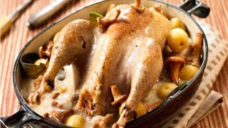 Recette  Faisan au four à la crème de girolles et pommes de terre [upl. by Aiak]