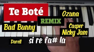 Aprende a tocar quotTe Botequot Remix  Casper Nio García Darell Nicky Jam Bad Bunny Ozuna en piano [upl. by Avrom170]