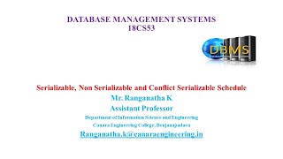 VTU DBMS 18CS53 M5 L5 Serializable Non Serializable and Conflict Serializable Schedule [upl. by Eran]