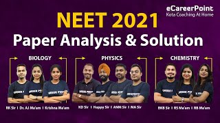 NEET 2021 Paper Analysis amp Solutions  NEET 2021 Answer Key  Live Session  eCraeerPoint [upl. by Aerbma]