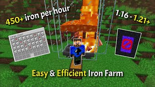 Easy amp Efficient Iron Farm for Minecraft 116  121  450 IronHour No Portal Needed [upl. by Pippa281]