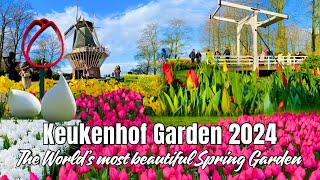 🌷 KEUKENHOF GARDEN 2024  The World’s Most Beautiful Spring Garden of 7 Million Flowers Guided Tour [upl. by Eugor]