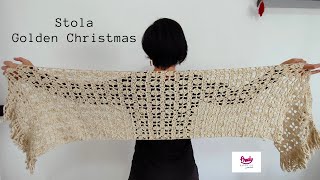 TUTORIAL Stola Uncinetto Shawl Golden Christmas Crochet [upl. by Willett]