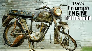 Restoration 1963 Triumph Tiger Cub Full ENGINE Rebuild  2 [upl. by Rika]