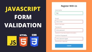 JavaScript Form Validation  JavaScript Beginner Projects [upl. by Trubow]