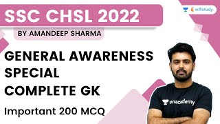 General Awareness Special  Complete GK for SSC CHSL 2022  Important 200 MCQ  Aman Sir  wifistudy [upl. by Pontius]