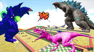 Indominus Rex Deathrun Vs Godzilla x Super Godzilla x Brachiosaurus  Ark Battol [upl. by Anhaj181]