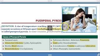 Obstetrics 522 Puerperal Pyrexia Fever after Child birth delivery cesarean Causes [upl. by Ylicic571]