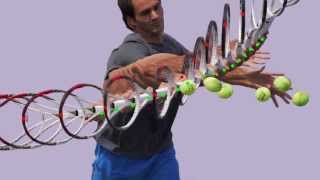 Federer Forehand Right High Ball 3 Super Slow Motion [upl. by Edson832]