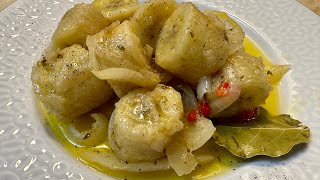 Puerto Rican Guineos en Escabeche  Marinated Green Banana Salad [upl. by Ahsekahs668]