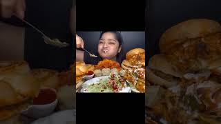 Big bitesMalai chap rolldahi purinoodlesburgerspotato fry indianstreetfoodmaddyeats mukbang [upl. by Onurb]