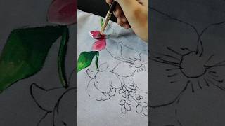 Fabric painting old jeans  Diy ideas for beginners art shorts fabricpainting [upl. by Repsac]