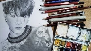 TUTORIAL  drawing Min YoongiAGUST DSUGA please save me tonight [upl. by Gean]