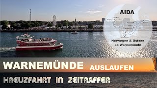 Warnemünde  Deutschland  Auslaufen  Ablegen Start der Reise  AIDA Kreuzfahrt in Zeitraffer [upl. by Norym589]