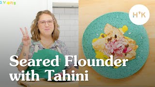 Buttery Seared Flounder with Tahini and Quick Pickled Onion  EASY [upl. by Roe908]