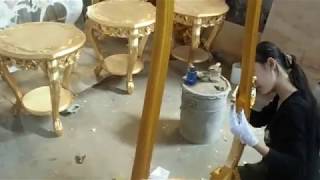 learn how to applying gold leaf on furniture frame [upl. by Onileva]