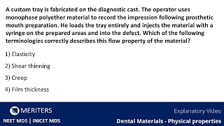 NEET MDS  INICET  Dental Materials  Physical properties  Explanatory Video neetmds2025 [upl. by Kaylee]