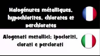 TRADUCTION EN 20 LANGUES  Halogénures métalliques hypochlorites chlorates et perchlorates [upl. by Larimor]