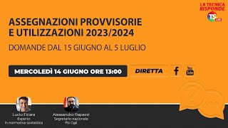 Assegnazioni provvisorie e utilizzazioni 20232024 domande dal 15 giugno al 5 luglio [upl. by Yezdnil237]