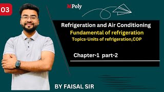 RAC Lecture 3 Units of RefrigerationCOP  Chapter1 part2 4th Sem Diplomampoly By Faisal Sir [upl. by Talbott]