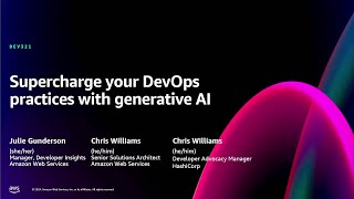 AWS reInvent 2024  Supercharge your DevOps practices with generative AI DEV321 [upl. by Einhapets]