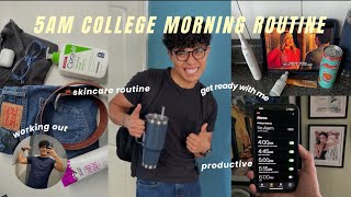 5AM COLLEGE MORNING ROUTINE  get ready with me [upl. by Eadmund445]