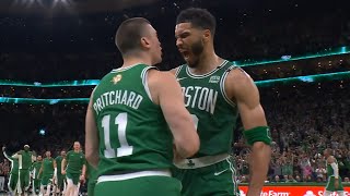 Payton Pritchard INSANE half court buzzer beater puts Celtics up 21 at half of Game 5 [upl. by Eanahc]