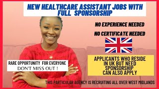 New Healthcare Assistant jobs with Tier 2 Visa SPONSORSHIP No Cert No Experience neededAPPLY NOW [upl. by Brunelle303]