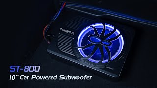 Seventour 10quot 800W Slim Under Seat Powered Car Subwoofer， CarTruck Audio Sub Built in Amplifier [upl. by Eseneg]