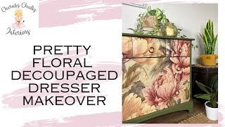 Pretty Floral Decoupaged Dresser Makeover [upl. by Onimod]