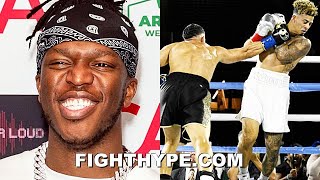 KSI REACTS TO ANESONGIB KNOCKING OUT AUSTIN MCBROOM TELLS GIB WHO TO FIGHT NEXT [upl. by Yrelle]