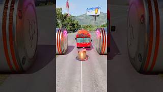 Mix Colour Cement Truck amp Bus vs Bollards crash BeamNG shorts beamngdrive bus [upl. by Aigroeg185]