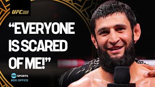 Khamzat Chimaev sends message to UFC rivals after his submission win over Robert Whittaker 🐺 UFC308 [upl. by Ykvir782]