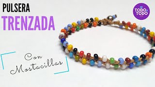 💜Pulsera de hilo TRENZADA con MOSTACILLAS fácil [upl. by Strong221]