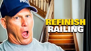 How To Refinish Wood Hand Railing Hacks Staining Stair Spindles [upl. by Meta]