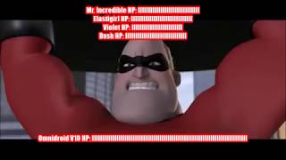 The Incredibles and Frozone Vs Omnidroid V10 With Health Bars [upl. by Ennovehc]