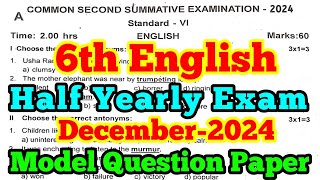 6th English Half yearly Exam Question Paper2024 class 6 English Half yearly question Paper original [upl. by Adali]