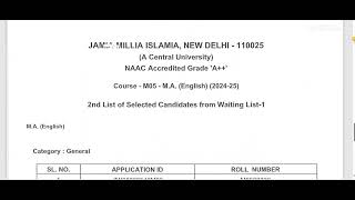 JMI MA English cut off 2024 I Jamia MA english cut off I JMI MA English [upl. by Esened]