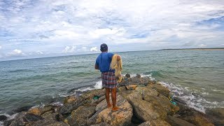 Fishermen Village Nice Day For Cast Net Fishing Beautiful Beach And SeaShore In ThalawilaSri Lanka [upl. by Aizitel]